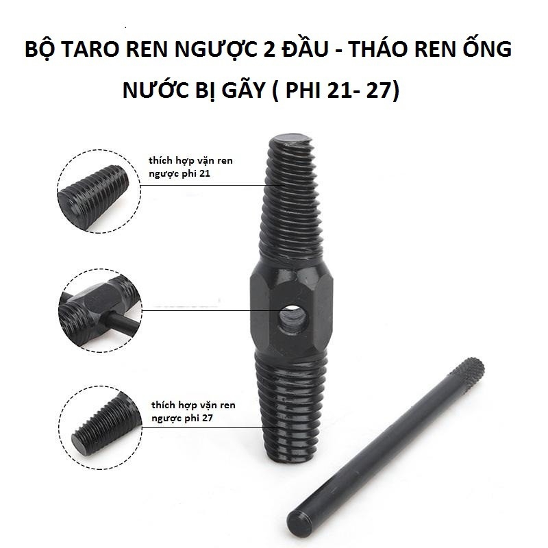 Bộ Tháo Bu Lông Ốc Vít , Bộ Vít 2 đầu Mở Ốc Gãy Ốc Trờn Zen , Taro Ren Ngược , Mũi taro tháo ren ống nước bị gãy