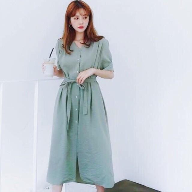 Đầm Dài Suông Xanh Mint Cột Eo