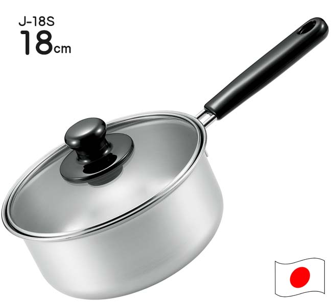 Nồi inox sử dụng trên mọi loại bếp, nắp thủy tinh, có tay cầm Tsubame 18cm tiện dụng - Hàng nội địa Nhật Bản.