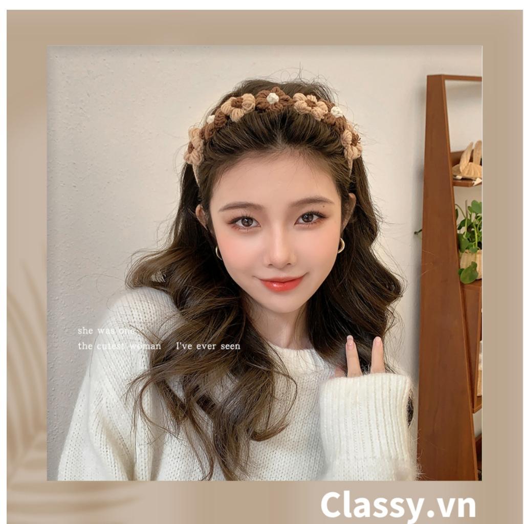 Băng đô cài tóc Classy kẹp càng cua bọc vải len sang trọng PK1625