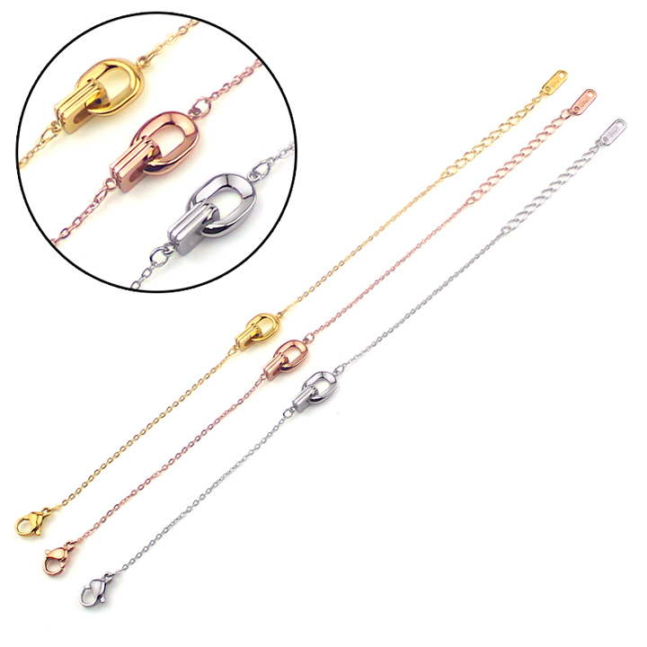 Lắc tay titan 2 khoen thời trang lồng nhau WVT732 Không đen không gỉ sét