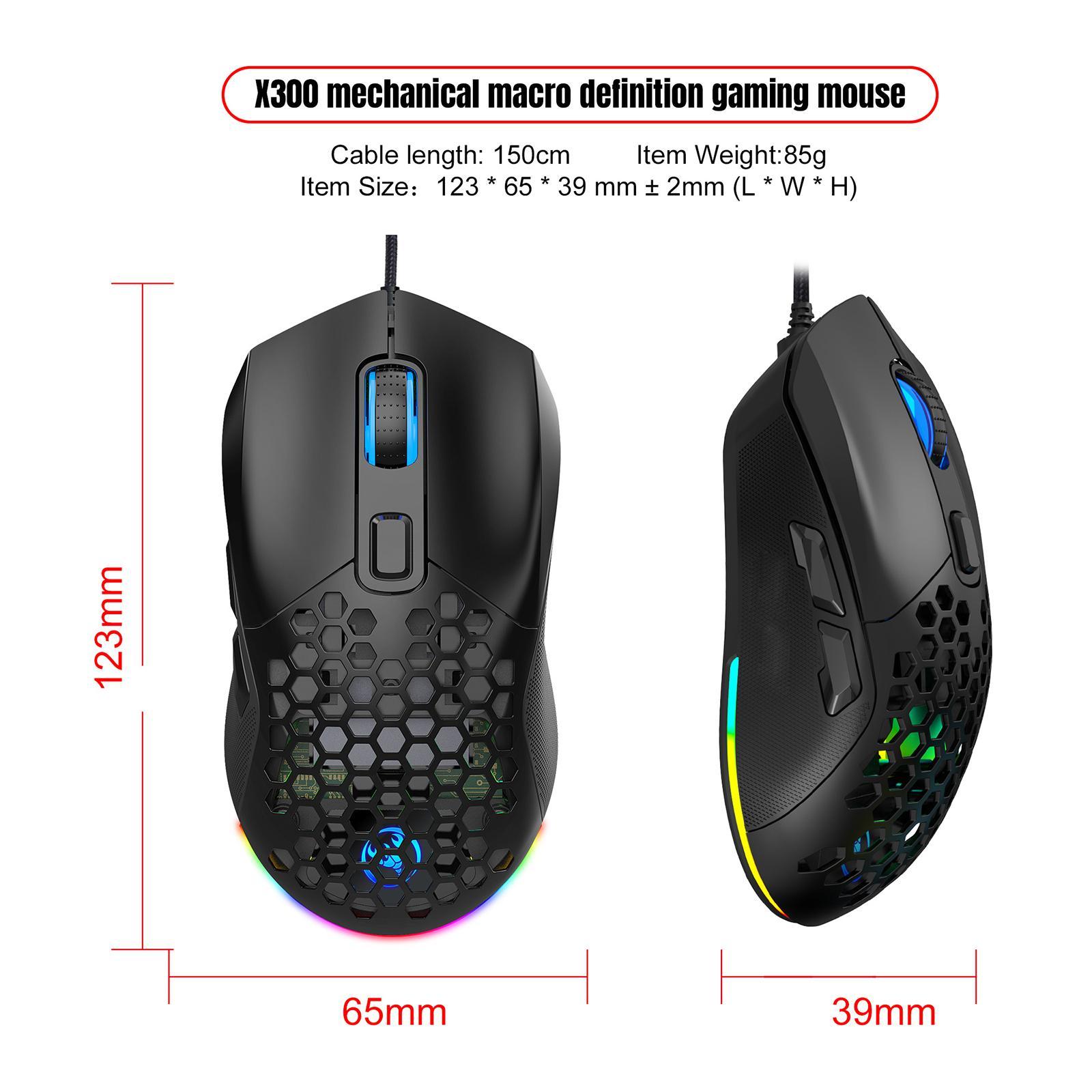 Wired Gaming Mouse Colorful LED Lights Ergonomic for Laptop