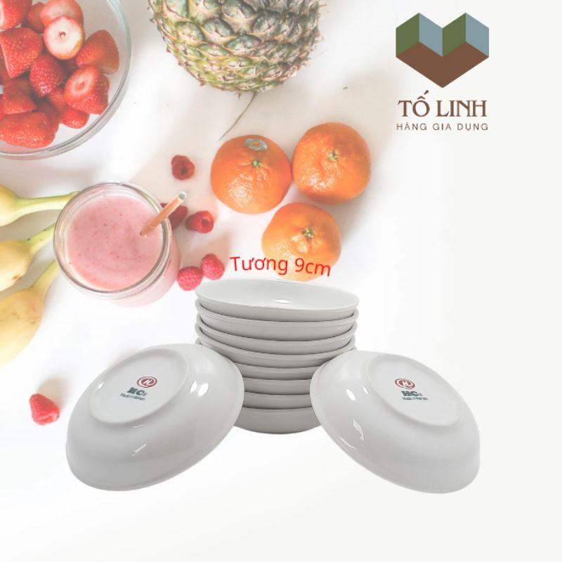 Combo 10 đĩa tương sứ trắng,,Set 10 dĩa tương sứ trắng