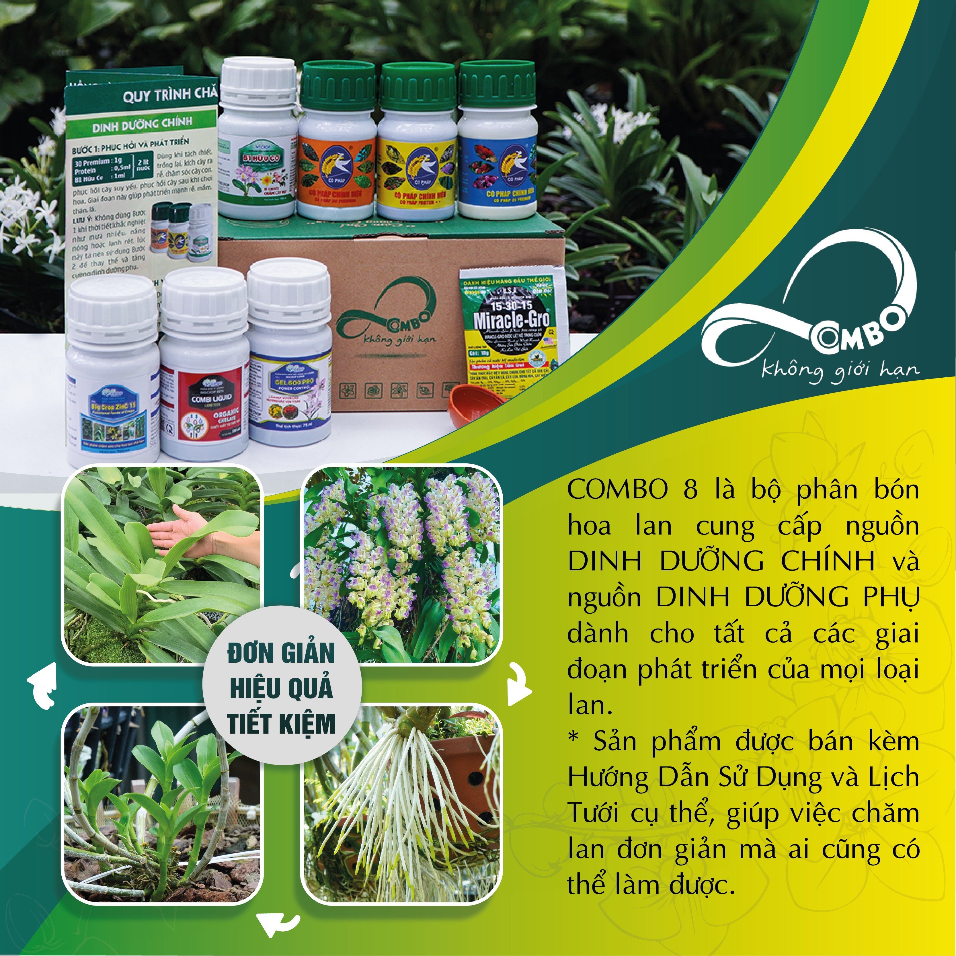 COMBO8 100 - Phân Bón Chăm Hoa Lan, Cây Cảnh Ở Mọi Giai Đoạn (100g/ml/chai)