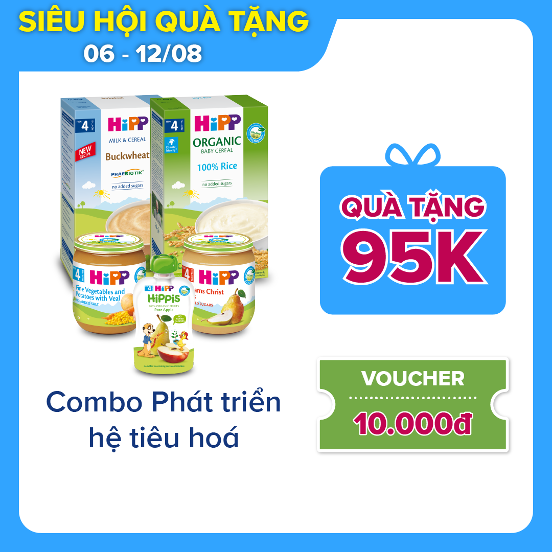 Combo ăn dặm HiPP Organic số 4: Phát triển hệ tiêu hóa