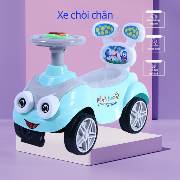 Chòi chân cho bé có nhạc, có còi hơi , phù hợp với bé 1,2,3,4 tuổi hình con ếch mắt to