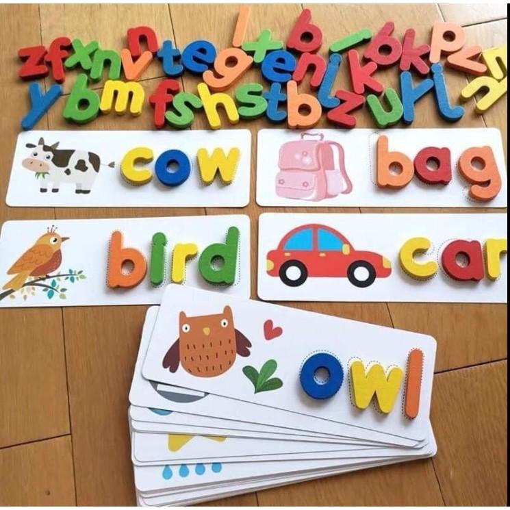 Bộ ghép chữ đánh vần tiếng Anh Spelling game bằng gỗ giúp bé học tiếng Anh cực dễ