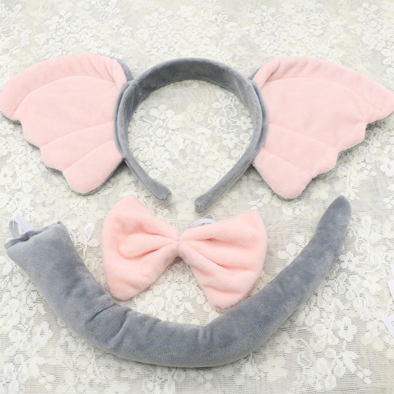 Elephant Costume Ears Headband Bowtie Tail for Stage Shows Carnival Dress up