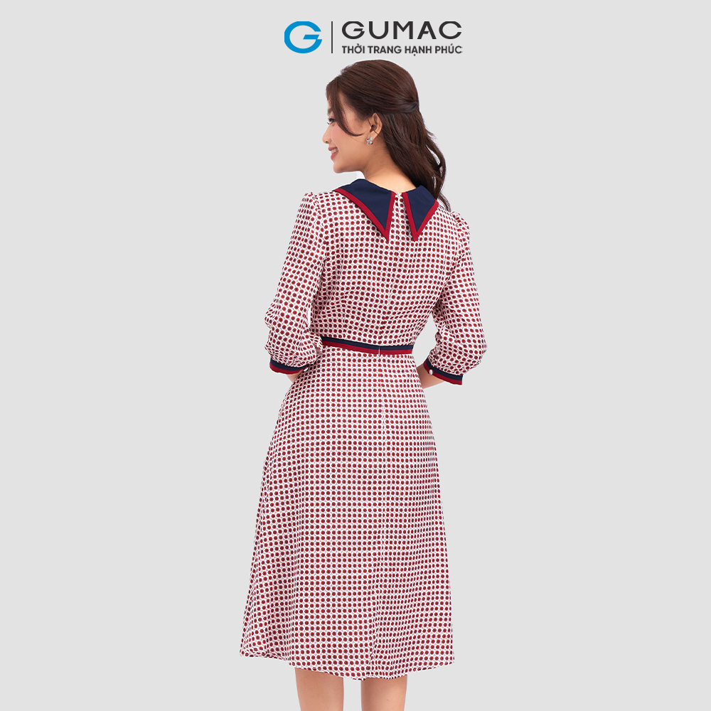 Đầm A xòe phối viền DC12087 thời trang GUMAC