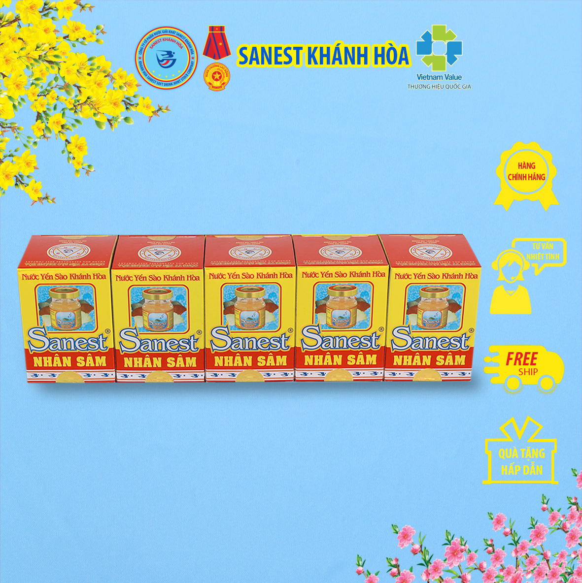 Nước Yến sào Khánh Hòa Sanest Nhân sâm đóng lọ 70 ml