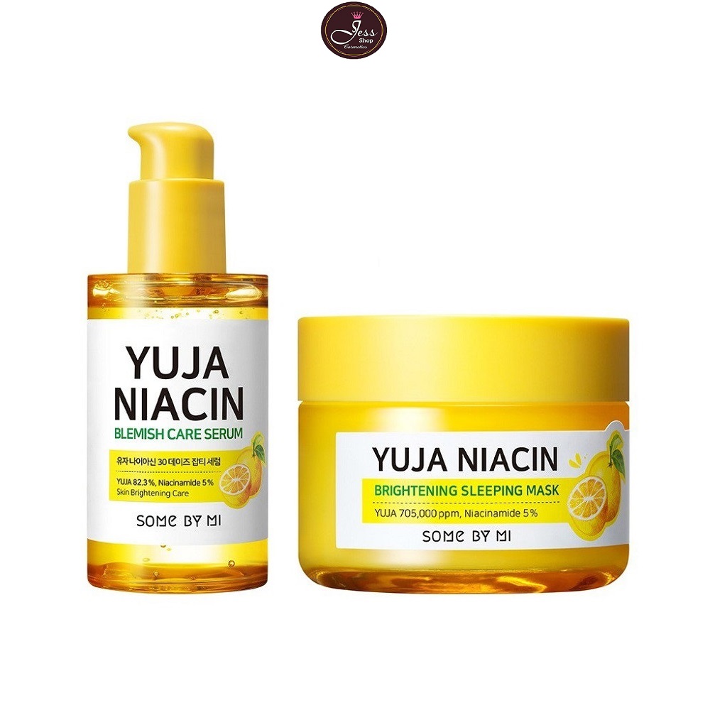 Combo Tinh Chất + Mặt Nạ Ngủ Dưỡng Trắng Da Chiết Xuất Quả Thanh Yên Some By Mi Yuja Niacin 30 Days