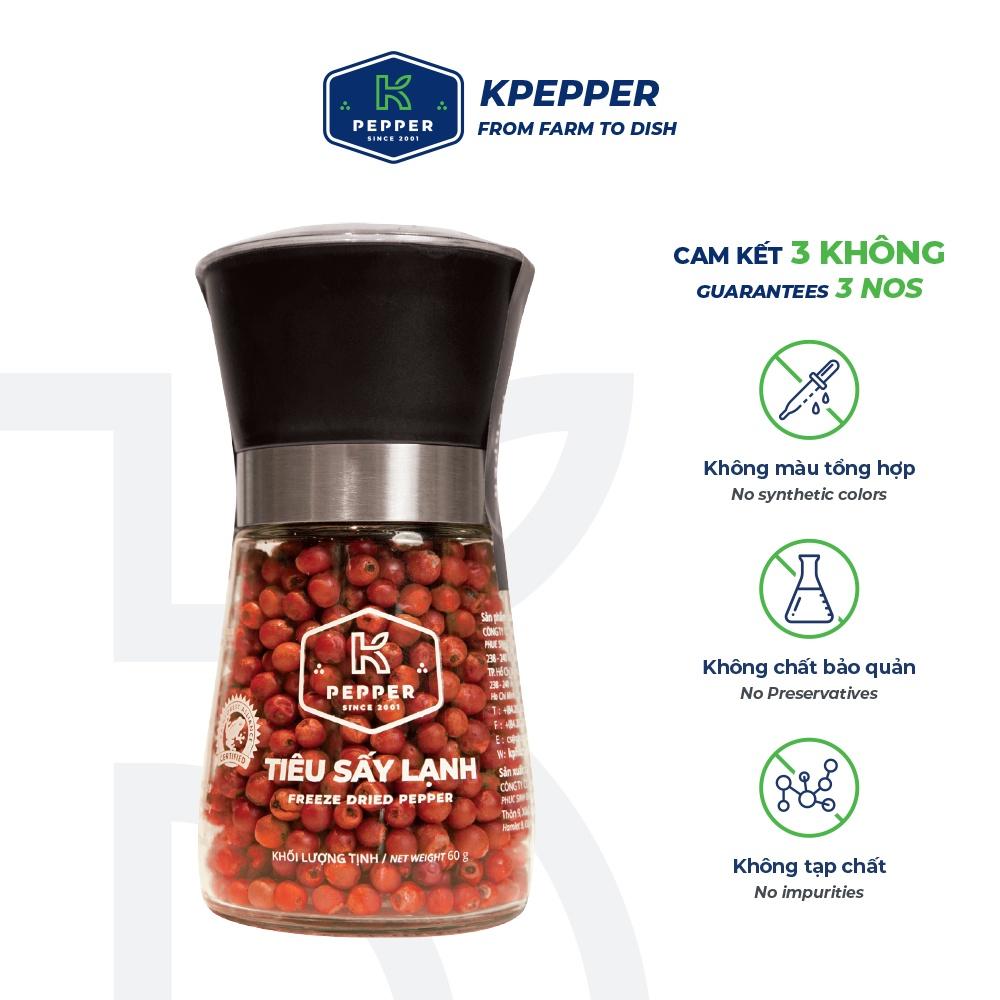 Tiêu hồng sấy lạnh nguyên chất tiệt trùng K Pepper 60g kèm cối xay tiêu