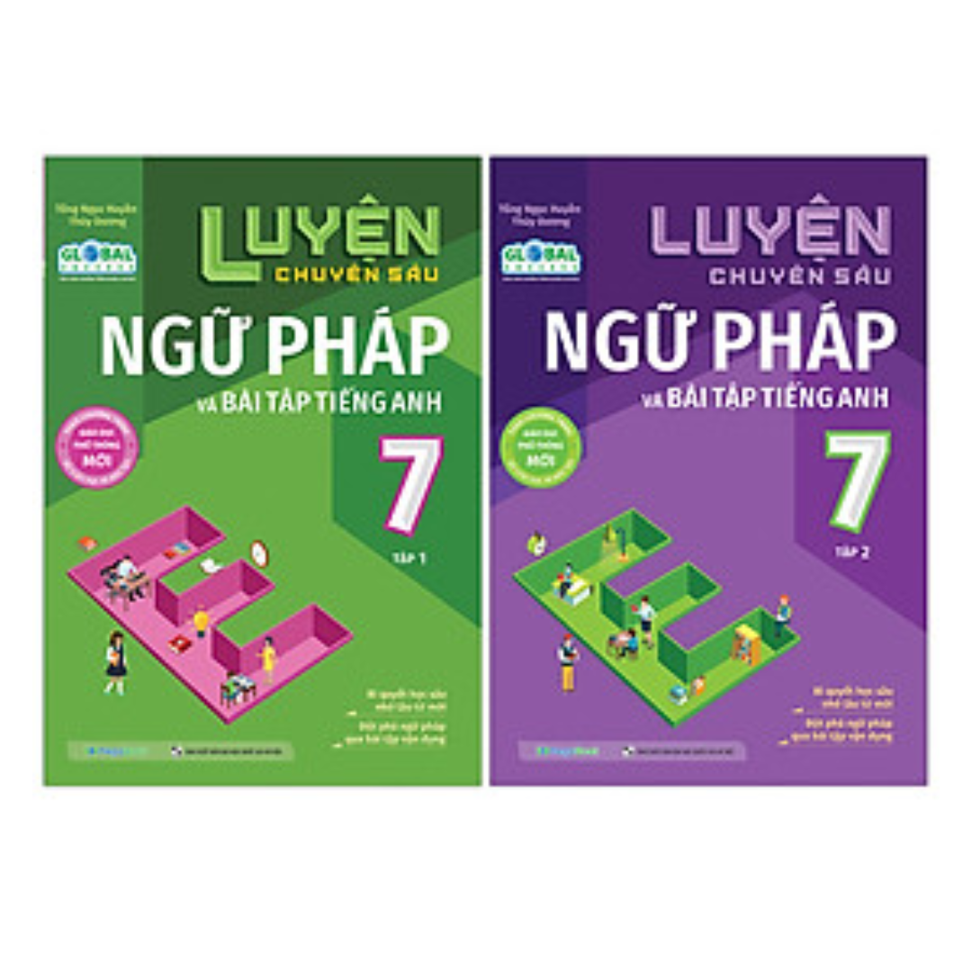 Combo Sách Tiếng Anh THCS: Luyện Chuyên Sâu Ngữ Pháp Và Bài Tập Tiếng Anh 7 (Bộ 2 cuốn/ Tặng kèm Bookmark Happy Life