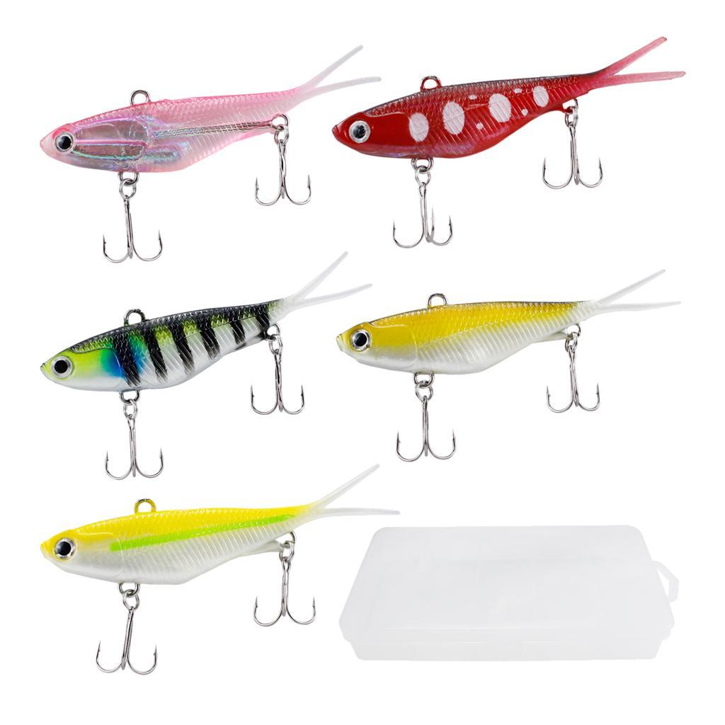5pcs Soft Fishing Lure Jigs - Swim Hooks Lures Baits Spinnerbait Swimbait Crankbait for Freshwater Saltwater Trolling