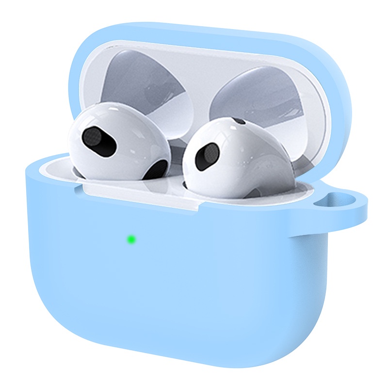 Case Ốp Gel Silicon Dành Cho Airpods 3 Có Nắp Đậy Cổng Sạc-Kèm Móc Khóa- Hàng Chính Hãng