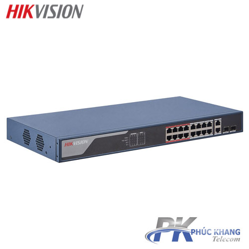 Switch mạng thông minh 16 cổng PoE  HIKVISION DS-3E1318P-EI  (Hàng chính hãng)