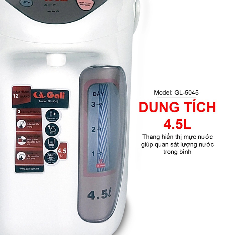 Bình thủy điện 4.5 lít Gali GL-5045 - Hàng chính hãng