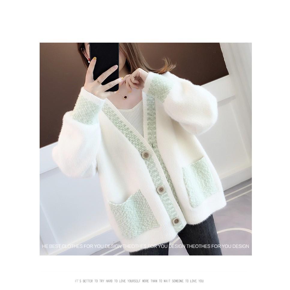 Áo khoác len nữ Cardigan áo khoác len dày chenille nữ tính