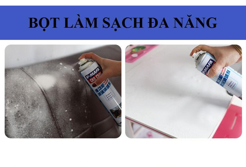 Bọt Làm Sạch Đa Năng Lau Dọn Trong Và Ngoài Ô Tô, Xe Hơi, Ghế Da, Túi Sách.