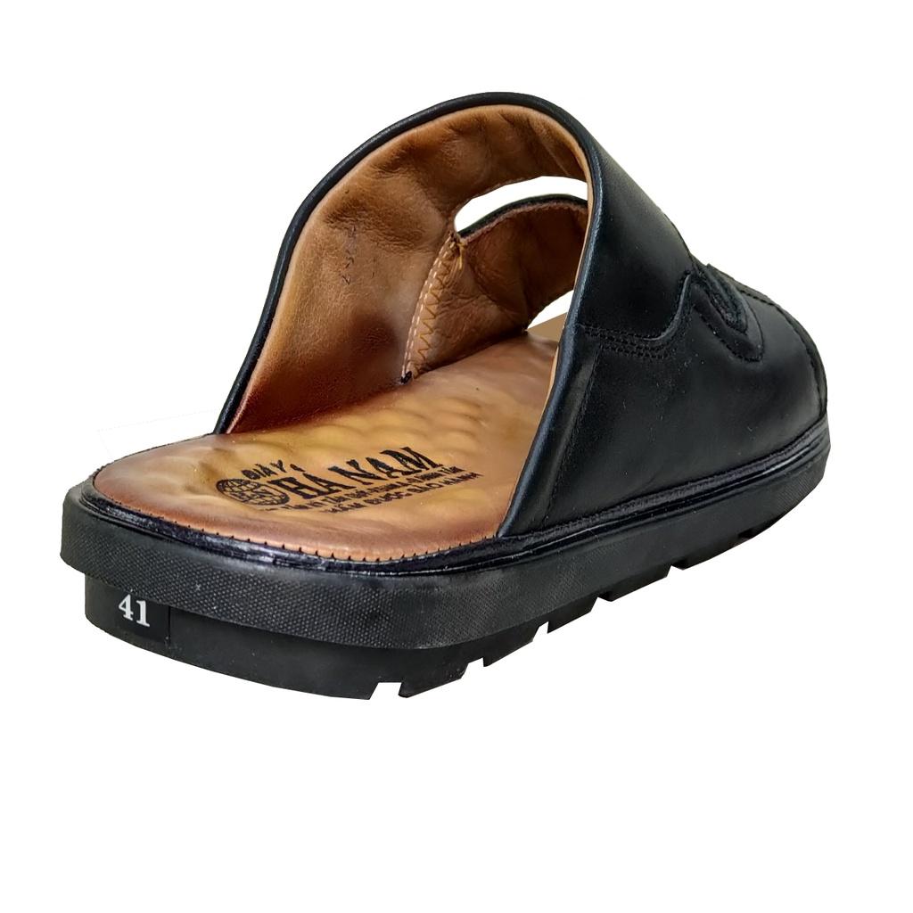 Dép nam quai ngang da bò thật TiTi Đô cao cấp DNA2201