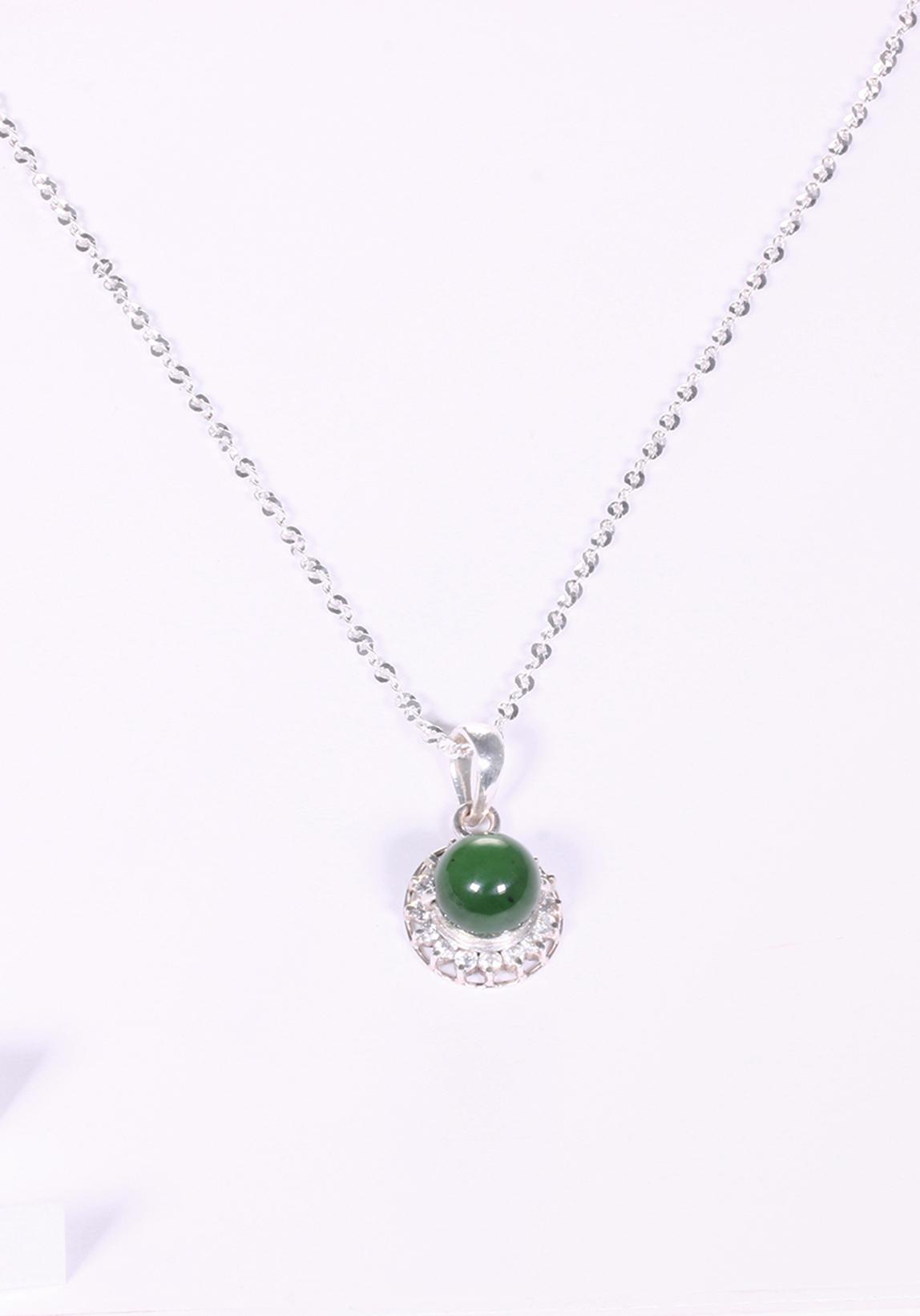 Mặt dây chuyền bạc hạt tròn đá ngọc bích mệnh hỏa, mộc - Ngọc Quý Gemstones
