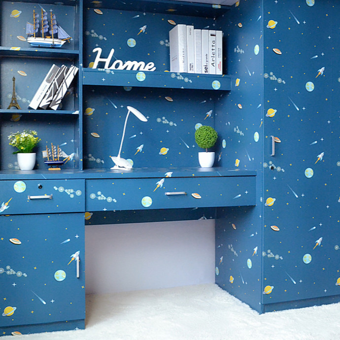 Cuộn 5m Decal Giấy Dán Tường Vũ trụ xanh