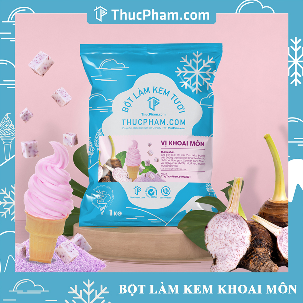 [ĂN BAO GHIỀN❤️] Bột Làm Kem Tươi THUCPHAM.COM Vị Khoai Môn 1kg - Công Thức Độc Quyền Hương Vị Mới, Không Gắt, Không Hắc