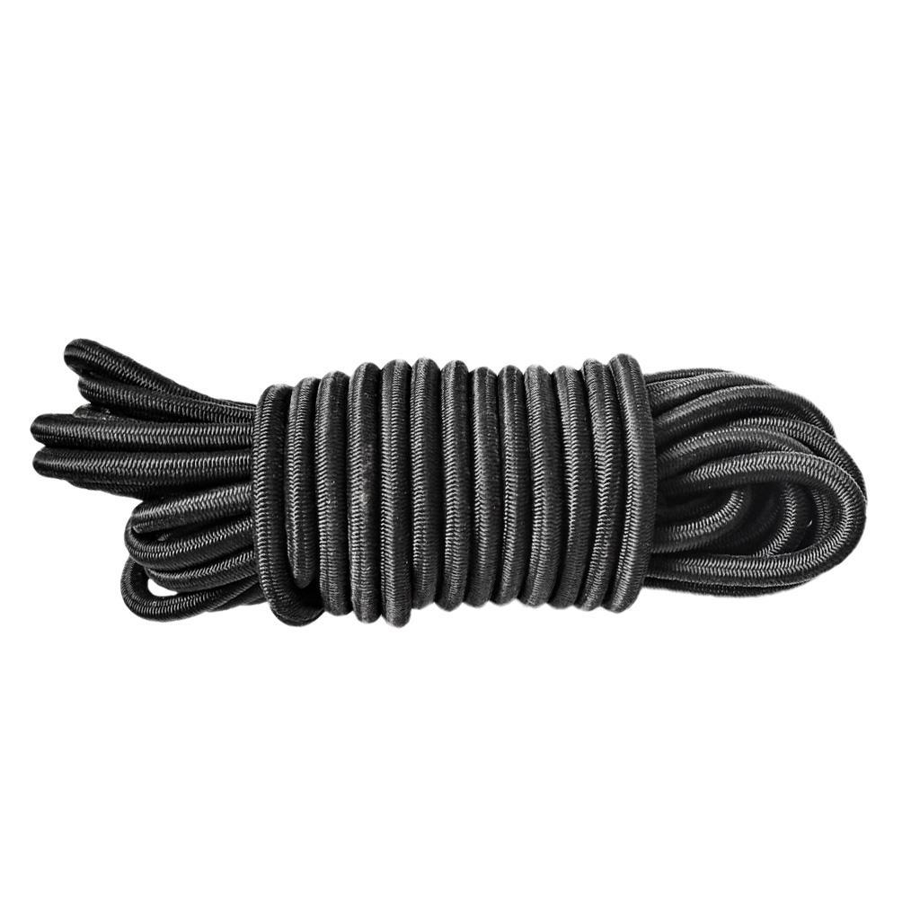 4xBlack Elastic Bungee Rope Shock Cord Tie down 5m Length 5mm Thickness