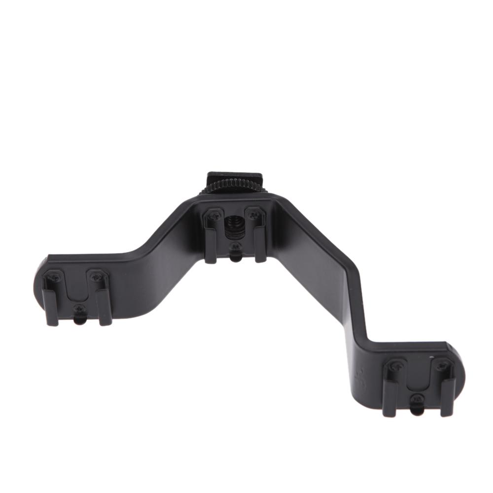 Dual Hot Shoe V Mount Bracket for Video Lights Microphones or Monitors on Cameras and Camcorders