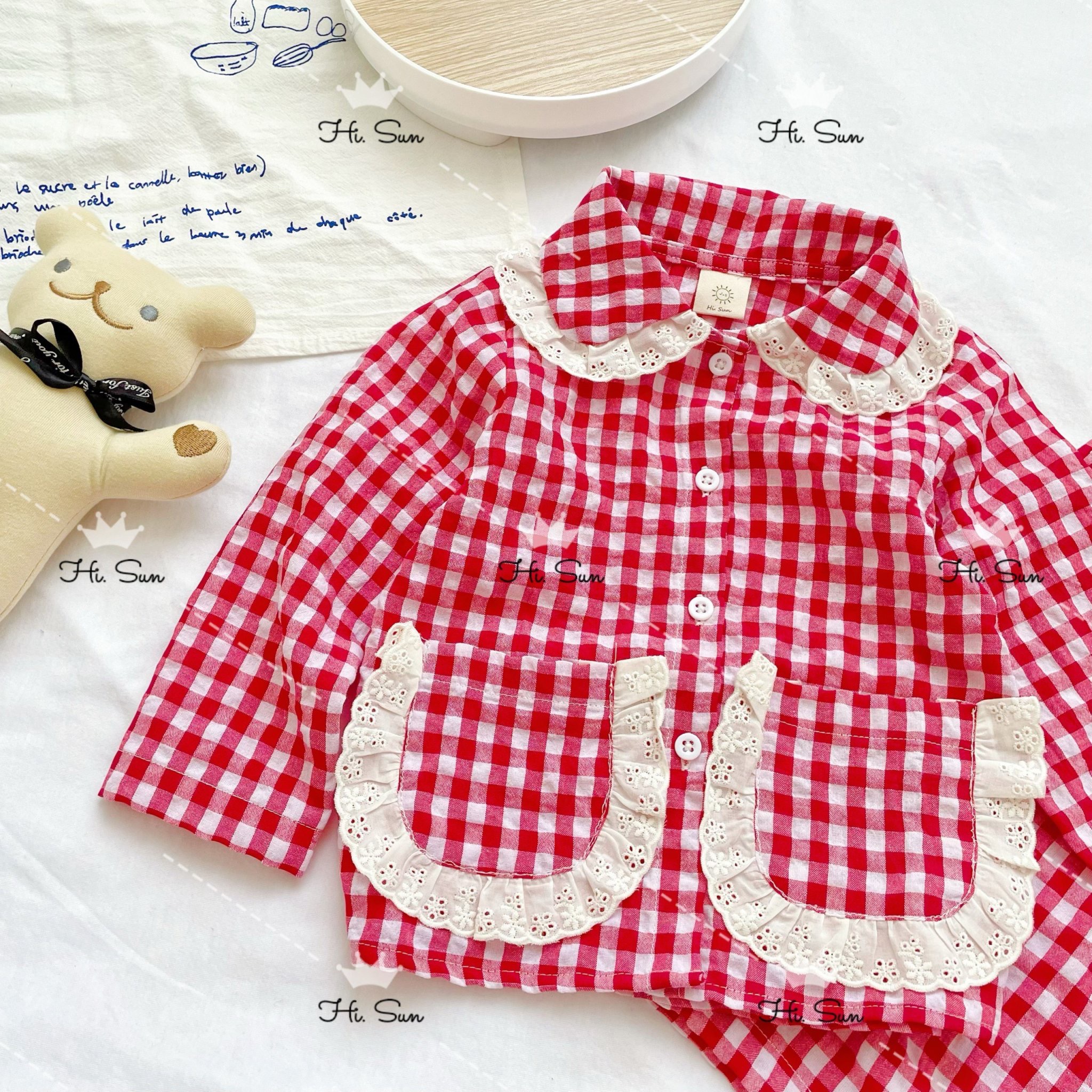 Bộ ngủ bé gái Pijama cute kẻ caro