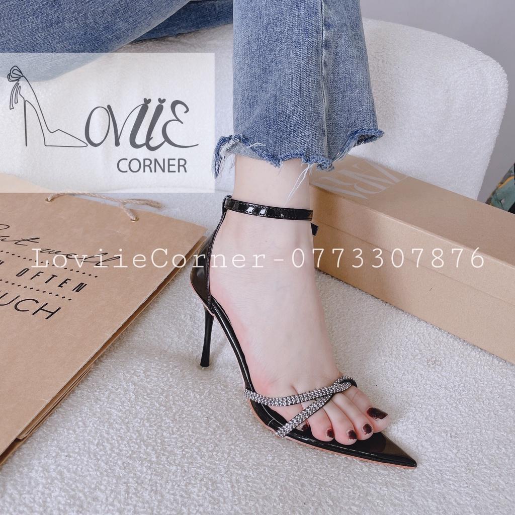 SANDAL CAO GÓT LOVIIECORNER - GIÀY THỜI TRANG MŨI NHỌN - GUỐC NỮ QUAI CHÉO ĐÁ 9 PHÂN G221114