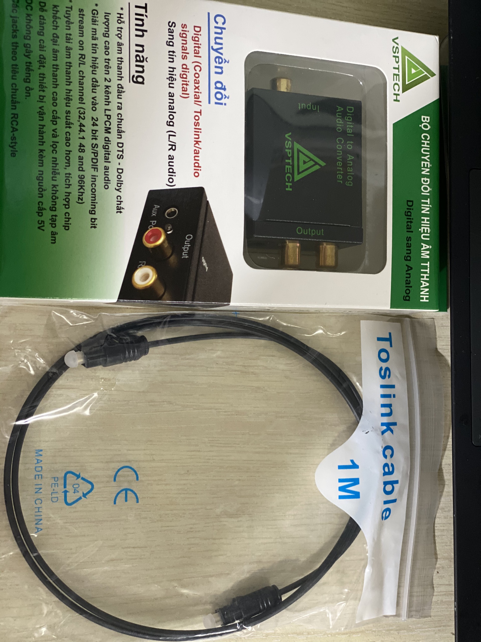 Bộ Chuyển Âm Thanh TV 4K Quang Optical Sang Audio AV Ra Amply + Cáp Optical