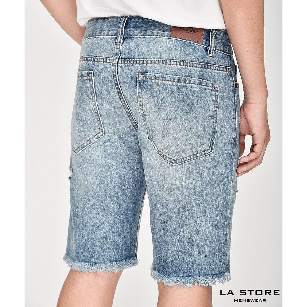Quần Short Jeans rách form Straight màu xanh nhạt