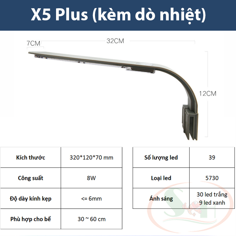 Led Kẹp Mini Super Slim Bright X3, X5, X5 Plus Đèn Kẹp Bể Cá Tép Nhỏ