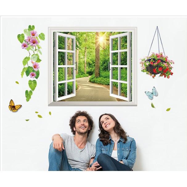 Decal cửa sổ con đường mòn vào khu vườn