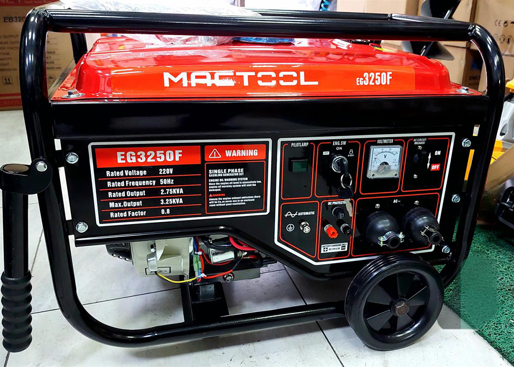 Máy phát điện Mactool EG3250F - máy phát điện chạy xăng công suất 3.25KVA bình nhiên liệu lớn mức độ tiêu thụ nhiên liệu thấp tiết kiệm, an toàn