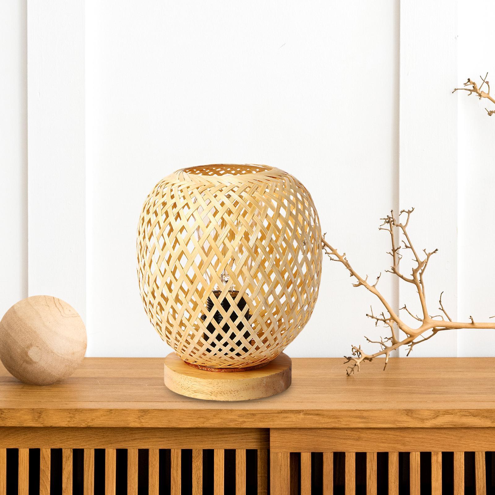 Rattan Table Lamps Desk Lamp Fittings Japanese Style for Office Bedroom Home