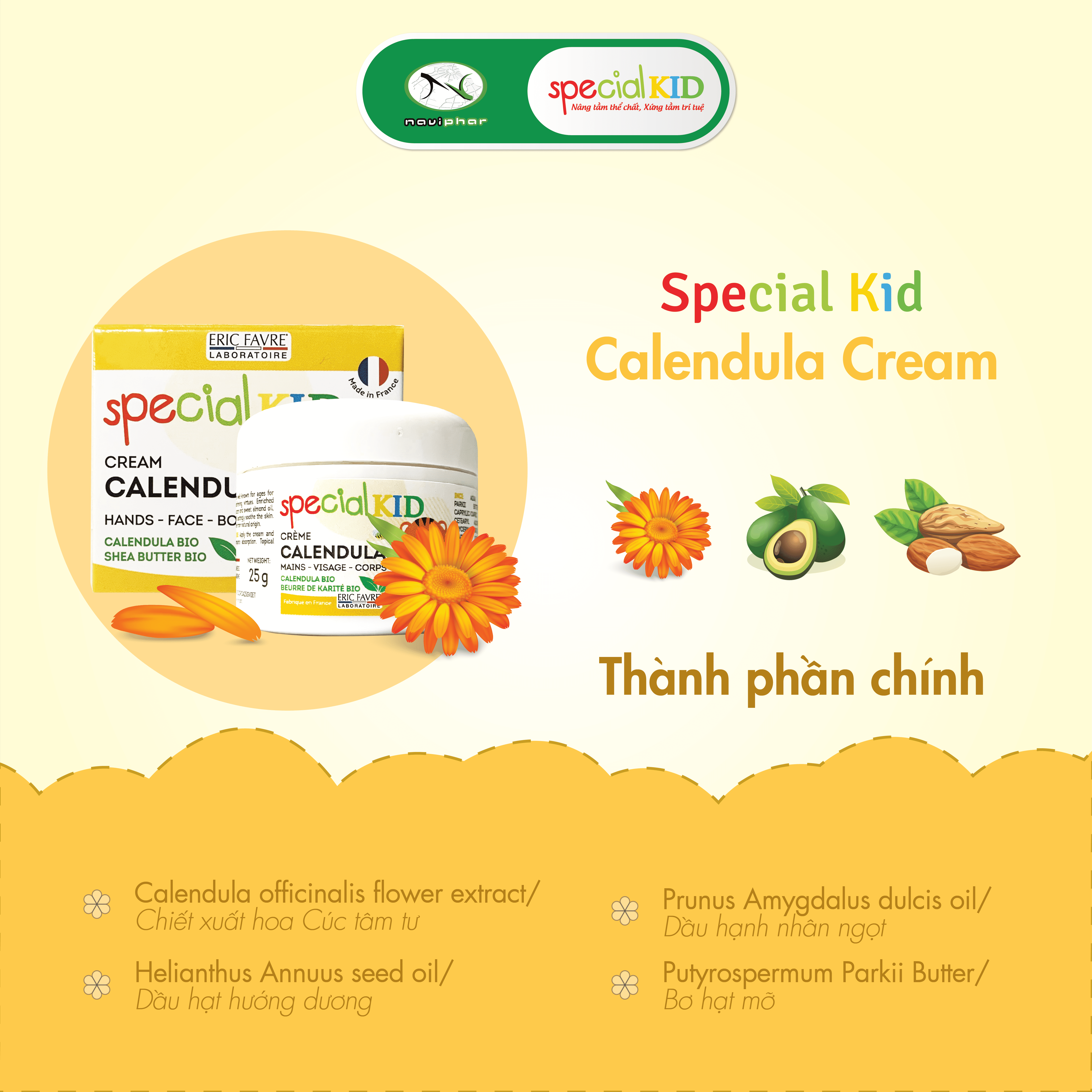 Kem dưỡng da giúp cung cấp độ ẩm, làm mềm da, mịn da - Special Kid Calendula Cream [Nhập khẩu Pháp]