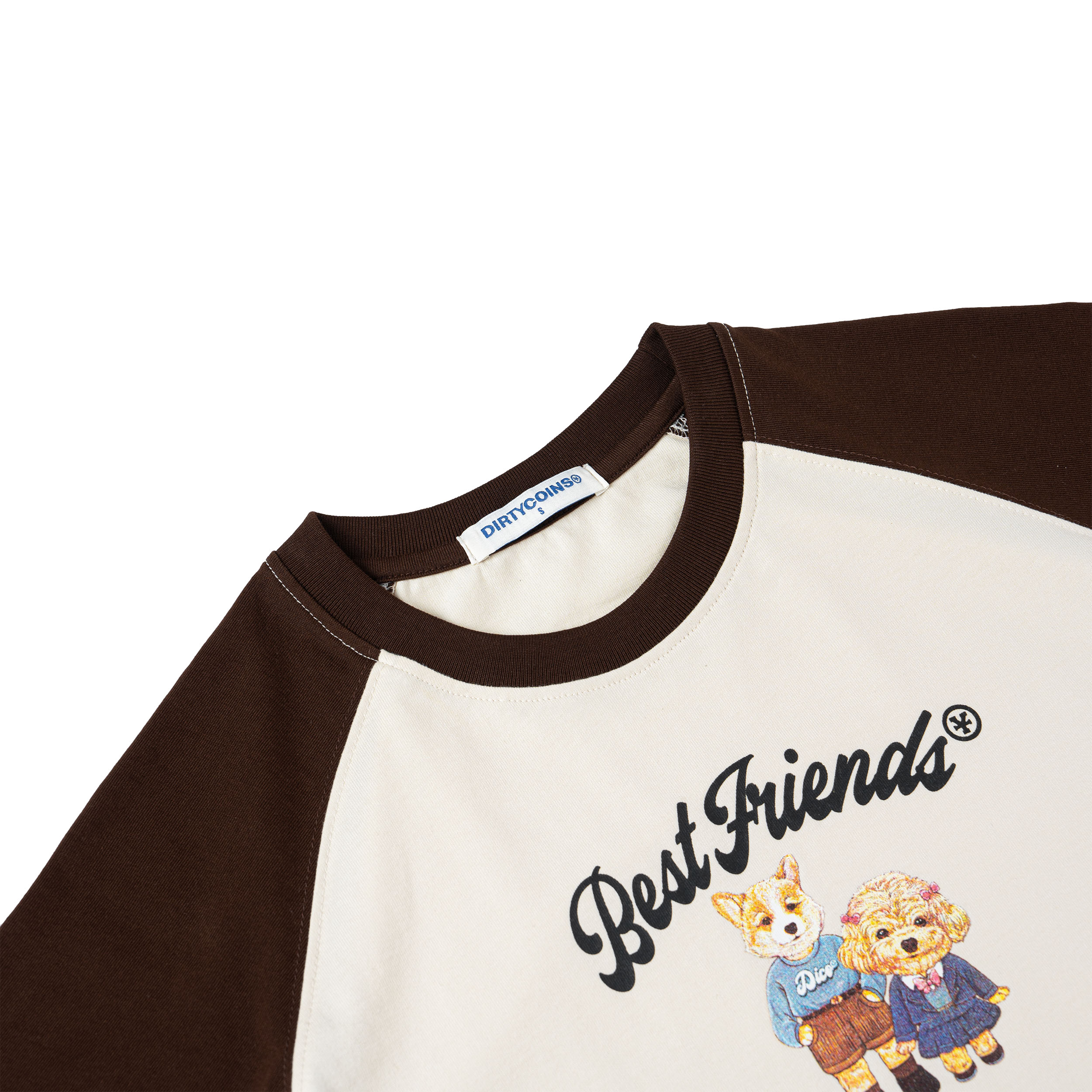 Áo Thun DirtyCoins Puppies Raglan Women T-shirt - Cream/Brown
