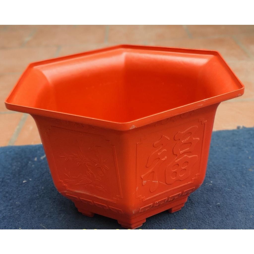 Chậu nhựa lục giác Phúc, Lộc, Thọ L19 đa sắc màu