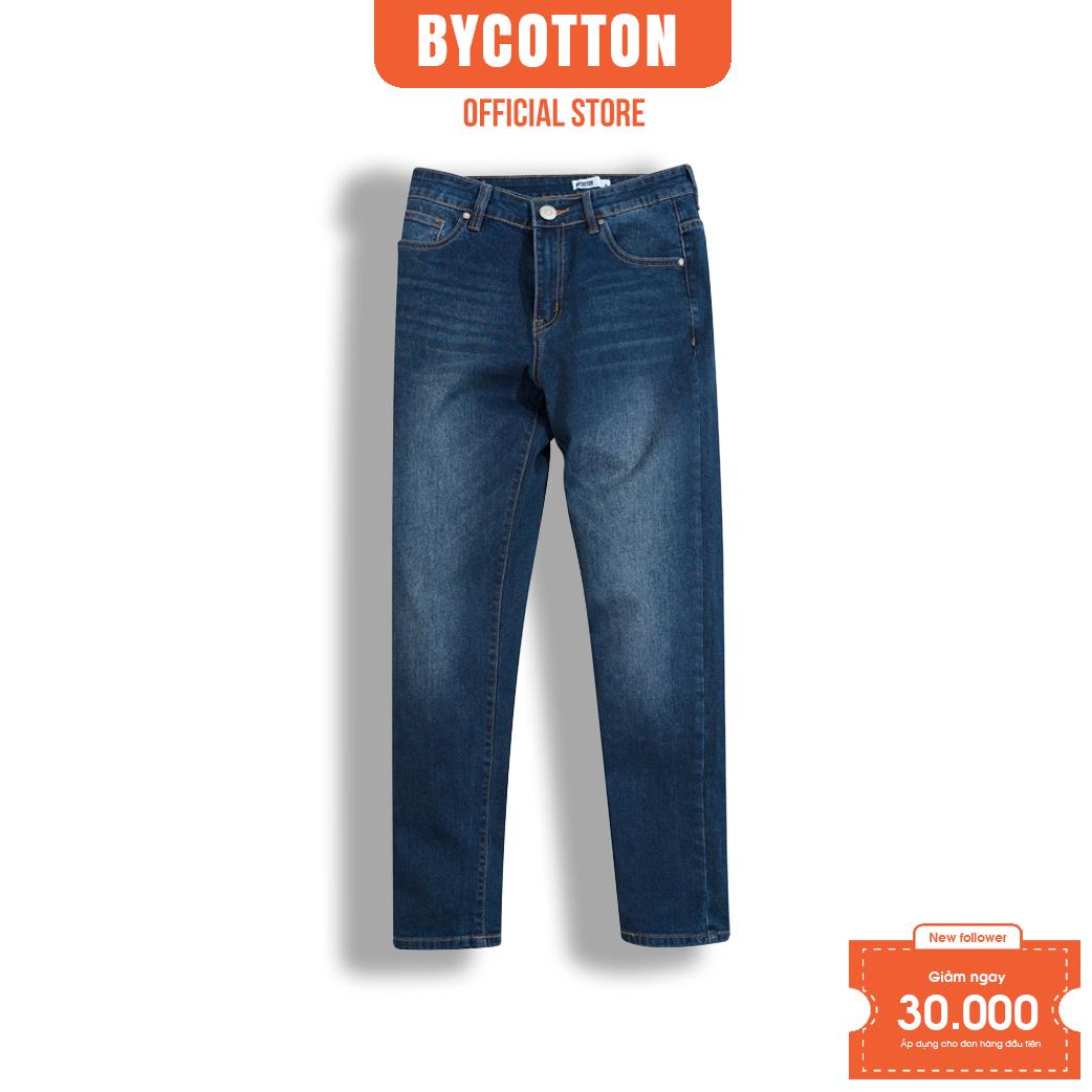 Quần Jean Dài Nam Màu Xanh Đậm BY COTTON Dark Blue Basic Jeans