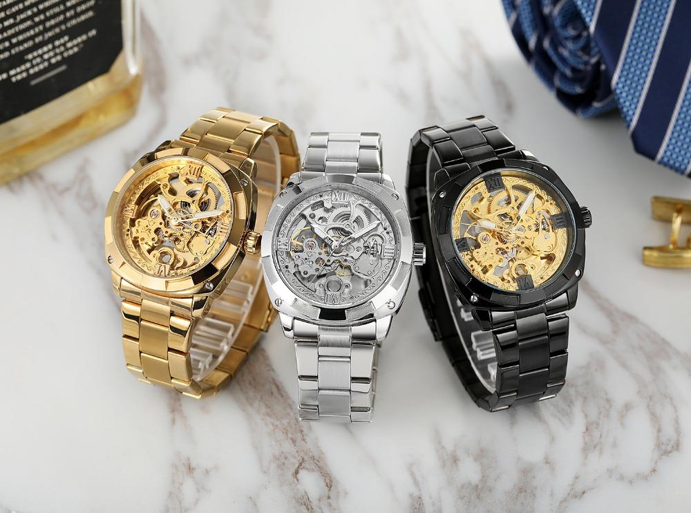 Đồng hồ doanh nhân thời trang nam FORSINING 207-1 bằng thép không gỉ, hiển thị thời gian, chống thấm nước 3ATM