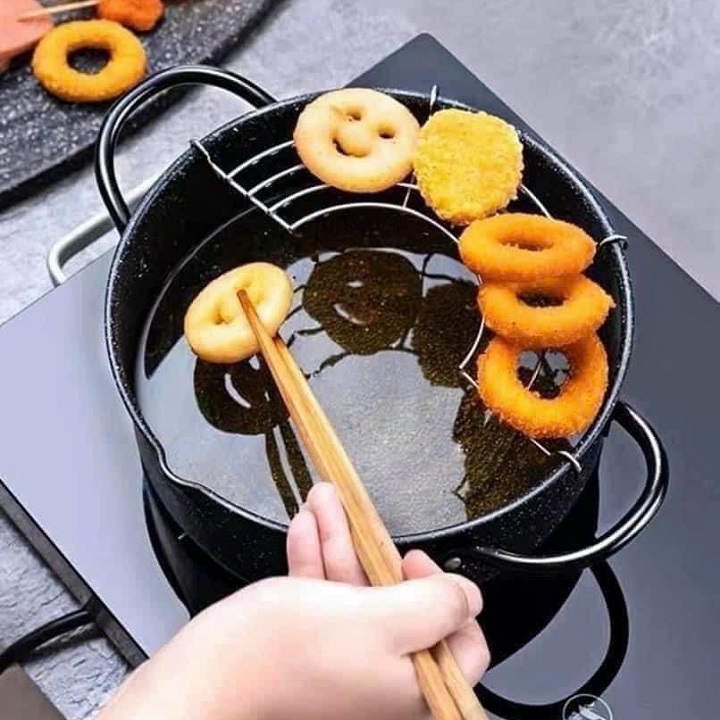 Nồi chiên dán sâu lòng chống dính đa năng dùng được cho mọi loại bếp tặng kèm vỉ gác dầu xuất nhật cao cấp