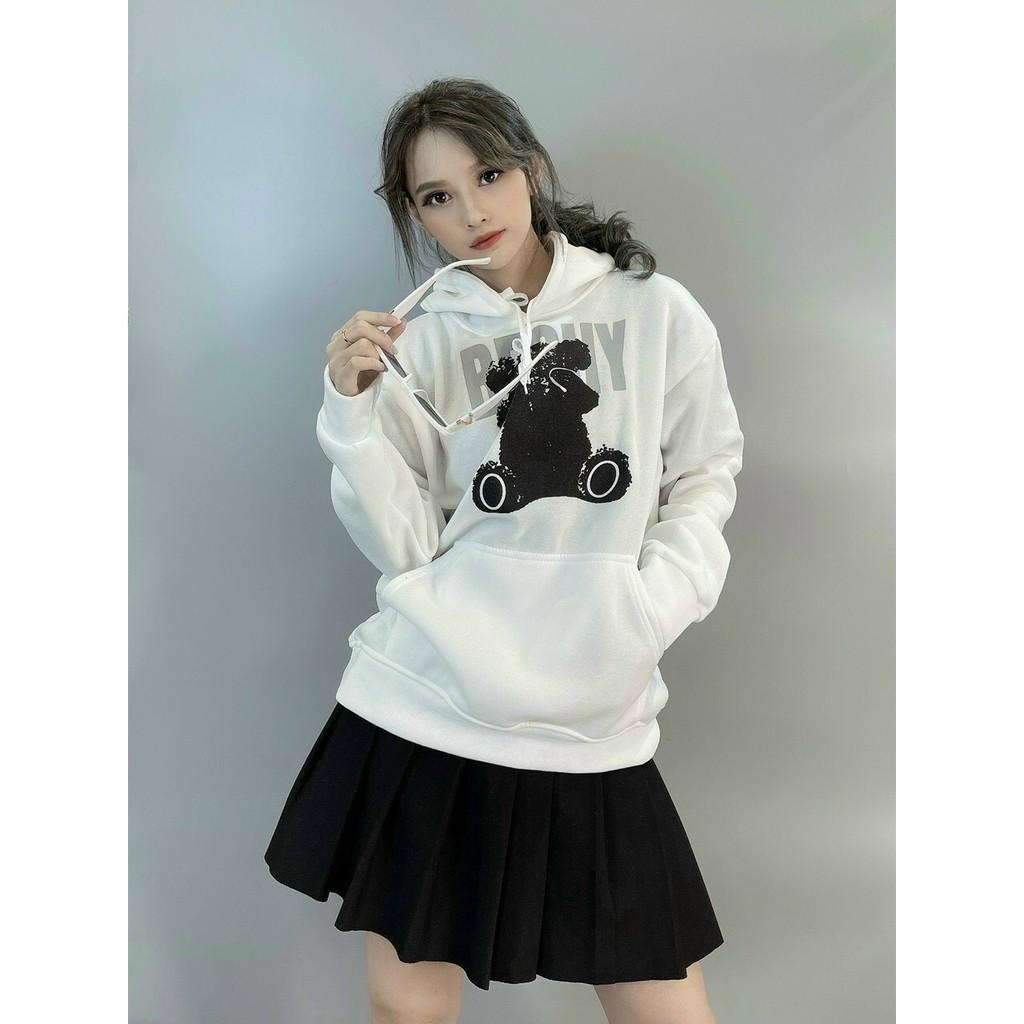  Áo Khoác Hoodie Nỉ Bear Bechy Form rộng Unisex Nam Nữ Couple đều mặc được