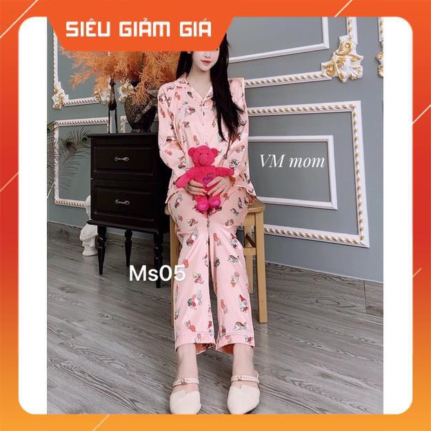 Bộ bầu bộ pijama bầu và sau sinh 2 in1 chất lụa thái cao cấp️quần có chun chỉnh️bộ sau sinh siêu mềm ️Freesize 43~68k