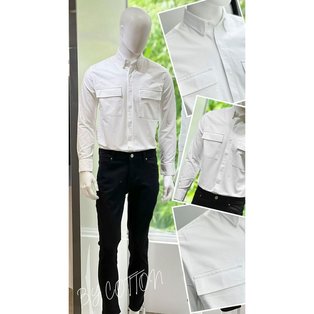 Áo Sơ Mi Nam Dài Tay Trơn BY COTTON Pocket White Shirt 2.0