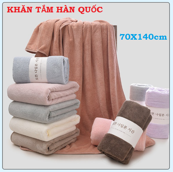 Khăn tắm lông cừu hàn quốc cao cấp 70x140 cm chất bông siêu mềm mịn thấm nước cực nhanh GD389-KhanHQ-Ktam (giao màu ngẫu nhiên)