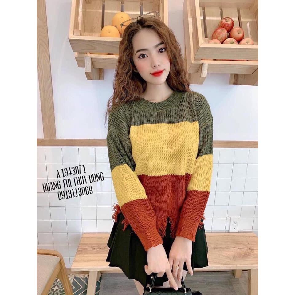 ÁO LEN RÁCH LAI PHỐI MÀU HÀNG NHẬP QC XỊN XÒ
