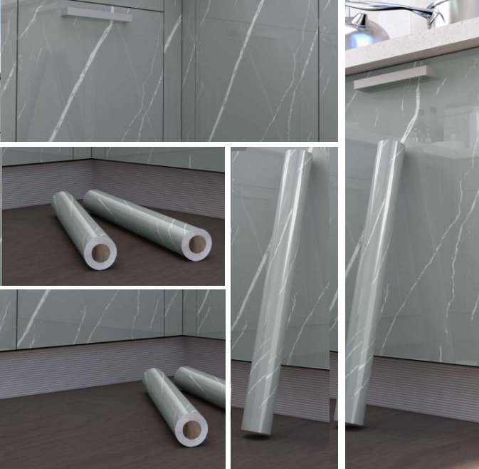 5M GIẤY DECAL DÁN BẾP TRÁNG NHÔM CÁCH NHIỆT KEO SẴN KHỔ 60CM MẪU VÂN ĐÁ MỚI NHẤT DB023 XÁM NHẠT SỢI TRẮNG