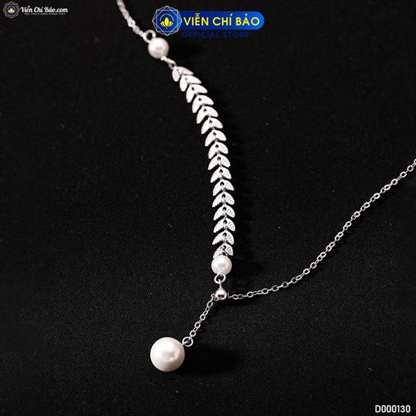 Dây chuyền bạc nữ Dương xỉ hạt châu, vòng cổ nữ Choker bạc 925 thời trang phụ kiện trang sức nữ Viễn Chí Bảo D000130x